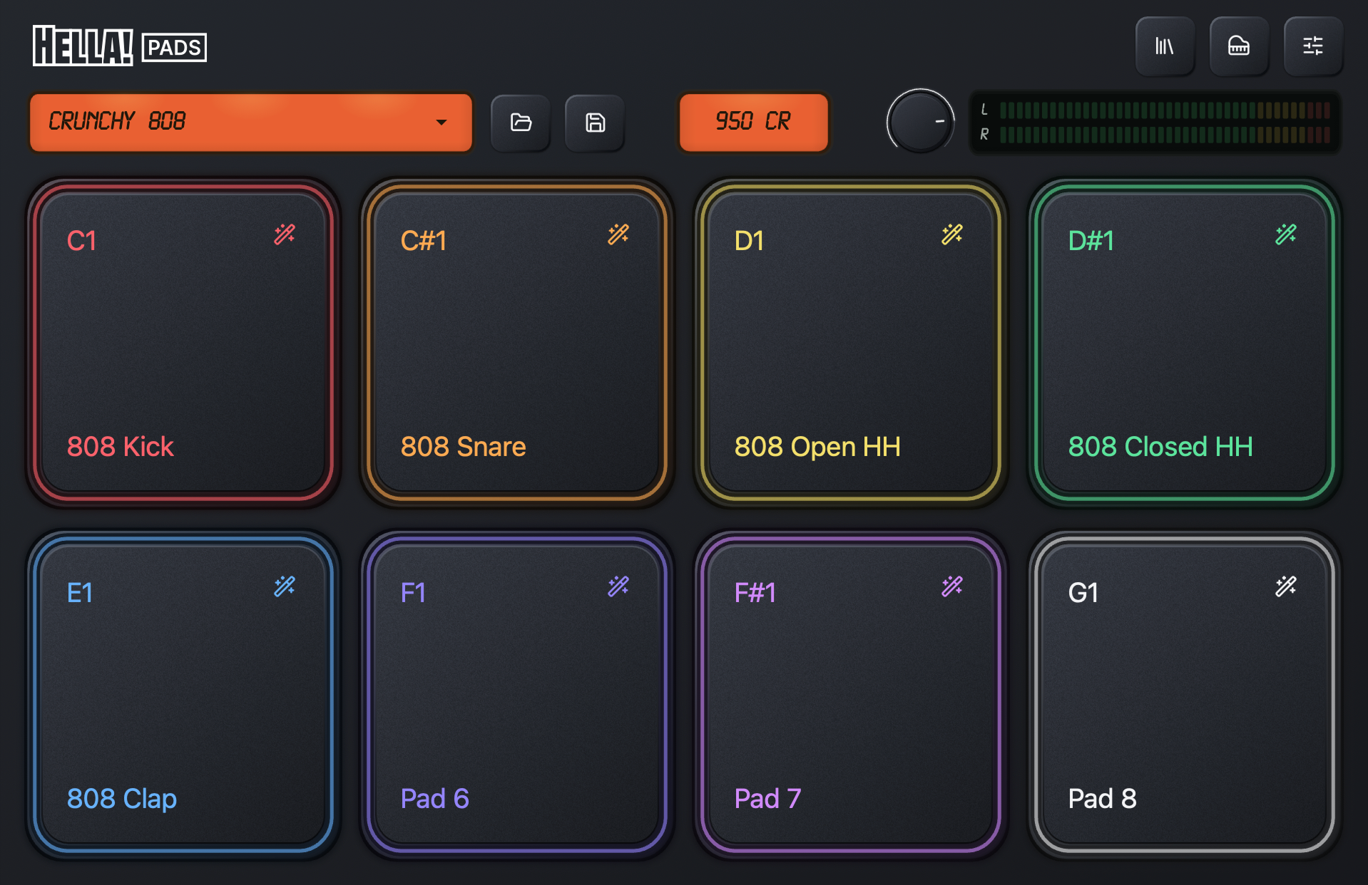 Hella! Pads with the Crunchy 808 kit loaded.